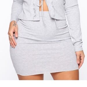Grey ribbed ruffle mini pencil skirt fashion nova